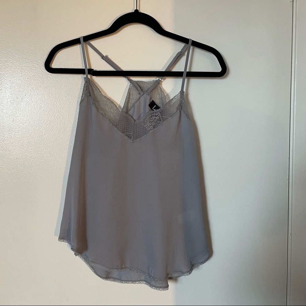 Lulus Sleeveless Blouse with Lace Detail